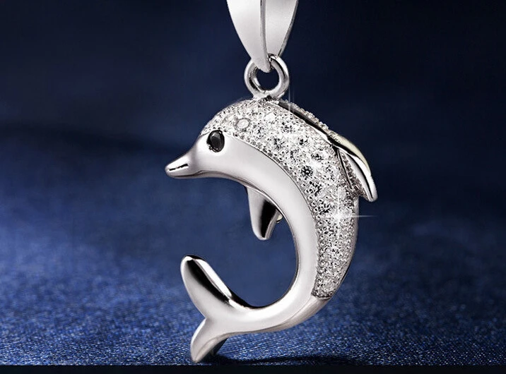 AAAA+ циркониевое ожерелье с кулоном дельфина, высокое качество, серебряный шарм, подарок на день рождения для девушек, для вечеринки, Прямая поставка, модные ювелирные изделия