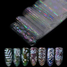 16 видов конструкций Фольга для ногтей Красочные голографические Рождественские снежинки Роза Красота Мода лазерная наклейка для украшения ногтей TR007