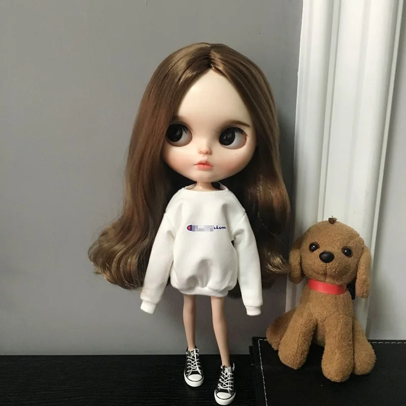 Одежда для кукол Blyth с повседневным принтом толстовка длинным рукавом футболка