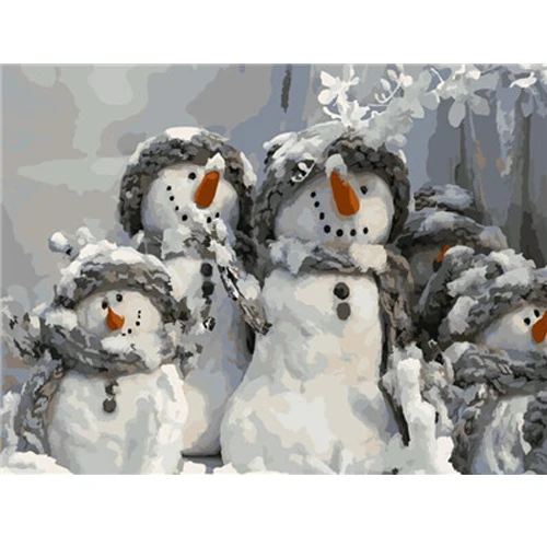 Santa Claus Snowman DIY Oil Painting Colors On Number Canvas Paint Pictures By Numbers For Home Christmas Decoration - Цвет: E534