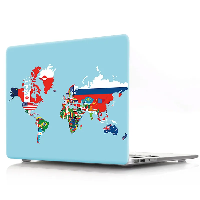 Новый чехол для Macbook Air Pro Retina 11 12 13 15 жесткий ПВХ цветной с картой мира A1466 Жесткий