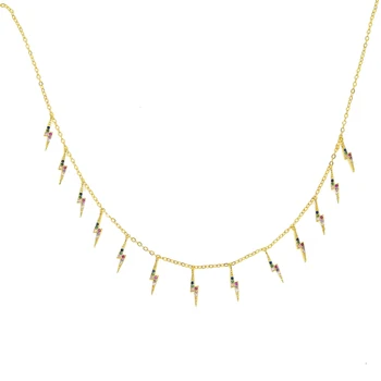 

35+10cm NECKLACE 2019 Statement chain choker charm lovely cz lightning gold filled top quality summer necklace for lady women