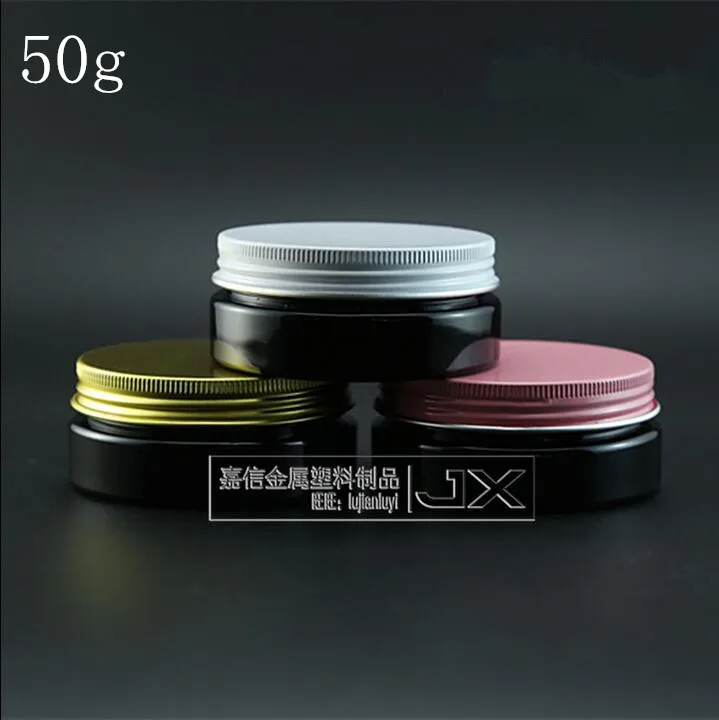 

Free Shipping 50g/ml Black Plastic Flat Lucifugal Bottle Jar Pink Screw lid Butter Pomade Pill Small Sample Packing Bottles