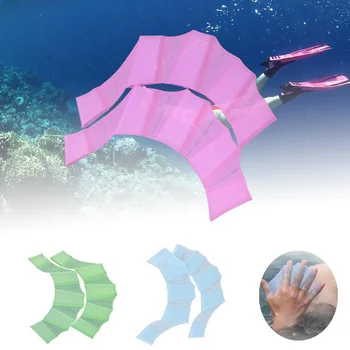 

1 Pair Swimming Training Hands Webbed for Men Women Child Silicone Half Finger Hand Fins Gloves &T8