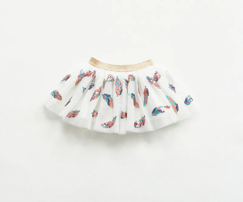 Новая популярная летняя фатиновая юбка для маленьких девочек, детская мини-юбка-пачка для девочек, Милая юбка с блестками и перьями, одежда для маленьких девочек, Прямая поставка