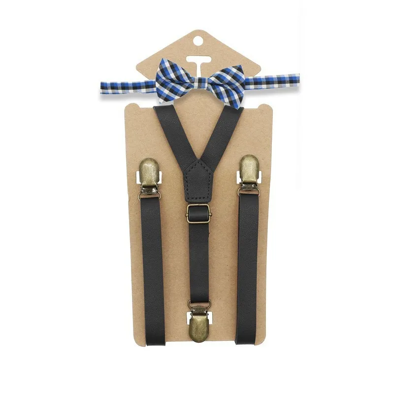 3 зажима, Y Back, коричневые кожаные подтяжки и галстук-бабочка, комплект с галстуком-бабочкой для носителя колец, наряд для дня рождения, 80*1,5 см, регулируемый - Цвет: 7
