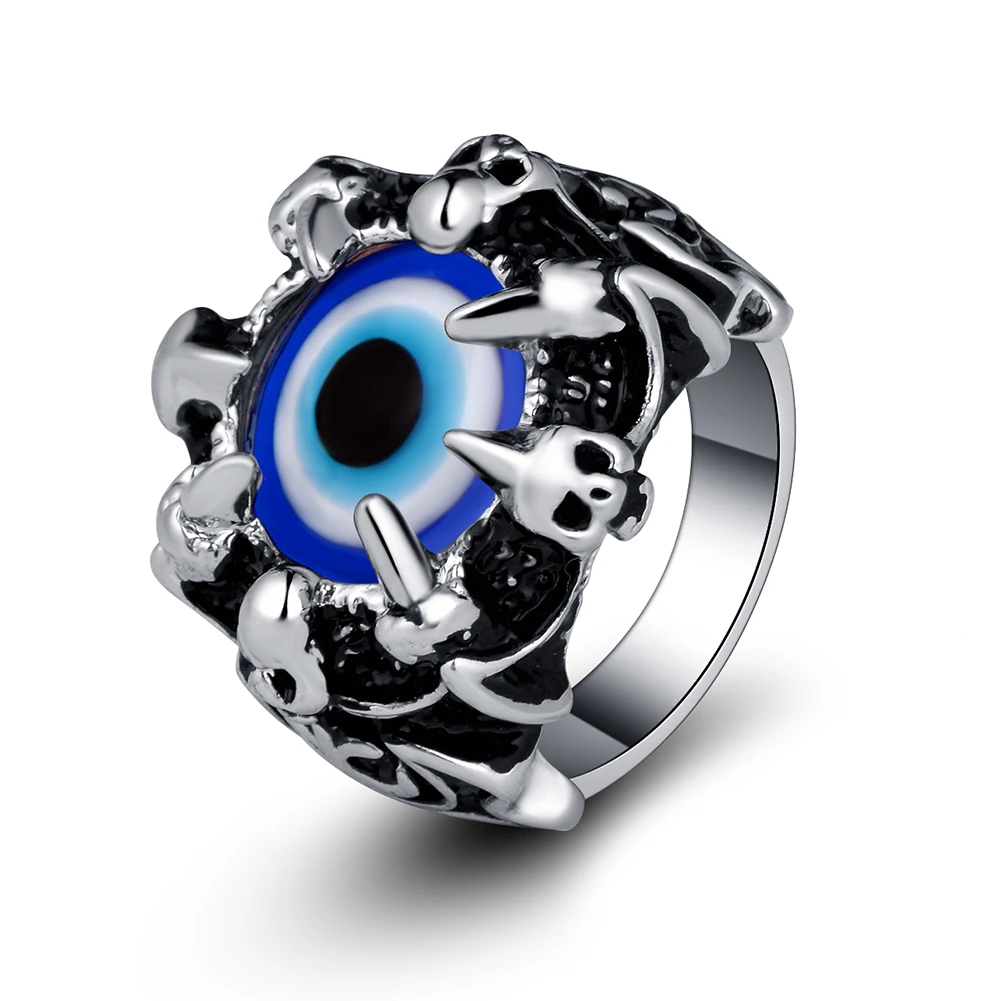 construir helado Intuición Cool Boho plata gótico Punk Skull grandes moteros giratorios ajustables  anillos de la Biblia joyería de los hombres y los niños con los ojos azules  piedra|bible ring|ring menskull big - AliExpress