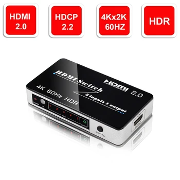 

5 Port 18Gbps HDR 4K HDMI Switch 5x1 Support HDCP 2.2 Mini HDMI 2.0 Switcher HUB Box With Auto & IR Remote Control For Apple TV