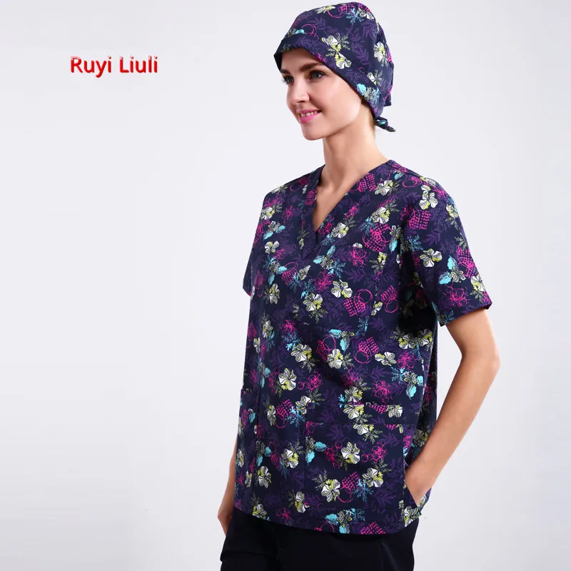 RYLL-напечатанная медицинская одежда футболки и штаны униформа медсестры стиль в скрабах набор хирургический костюм клиникос форма медсестры