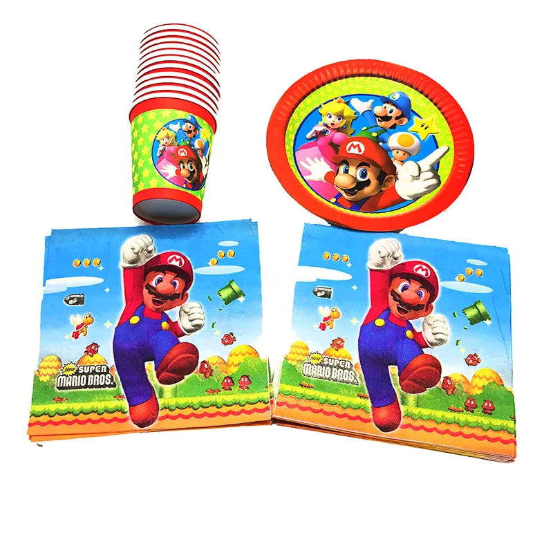 Buy 60PCS/LOT SUPER MARIO DISHES BABY SHOWER BIRTHDAY