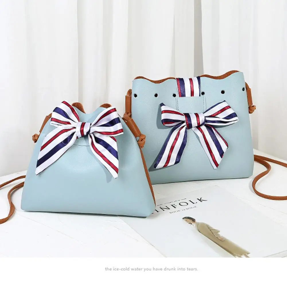 

Yfashion Women Lady Fashion PU Leather Handbag Silk Scarf Bow Shoulder Satchel Messenger Bag For Women 2019