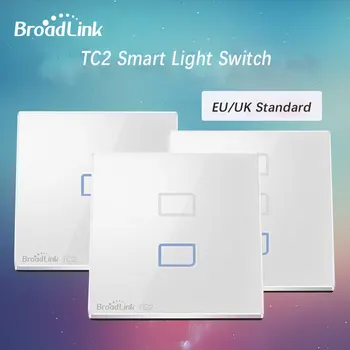 

2018 New Broadlink TC2 Smart WiFi Wall Light Switch 1/2/3 Gang Touch RF Remote Smart Home Wall Touch Switch Works with Rm Pro+