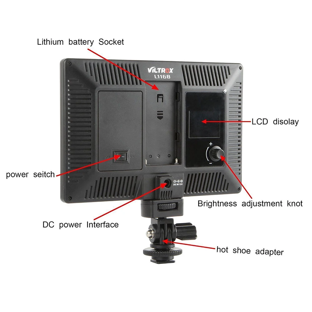 Viltrox L-116B Super Slim LCD Display Dimmable Studio LED Video Light 5600K White Version (5)