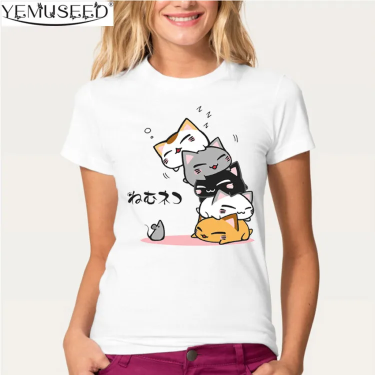 

YEMUSEED Totoro O-Neck Cartoon Women cotta T shirt Tee shirt Punk Blusa Tops White FST8