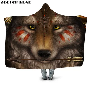 

Animal 3D Printed Plush Hooded Blanket Coat Wearable Cloak Hip hop Fashion Home Fleece Throw Casual Soft Office Bedding Adults