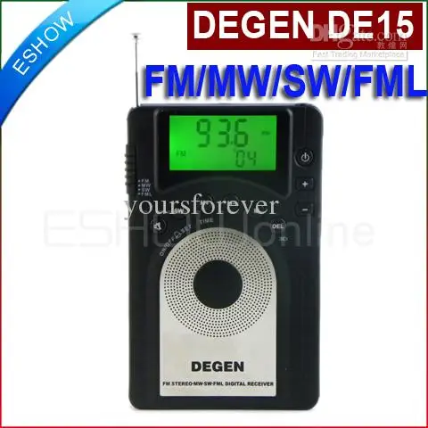 

DEGEN DE15 FM Stereo MW SW FML LCD Radio World Band Receiver Alarm Quarz Clock