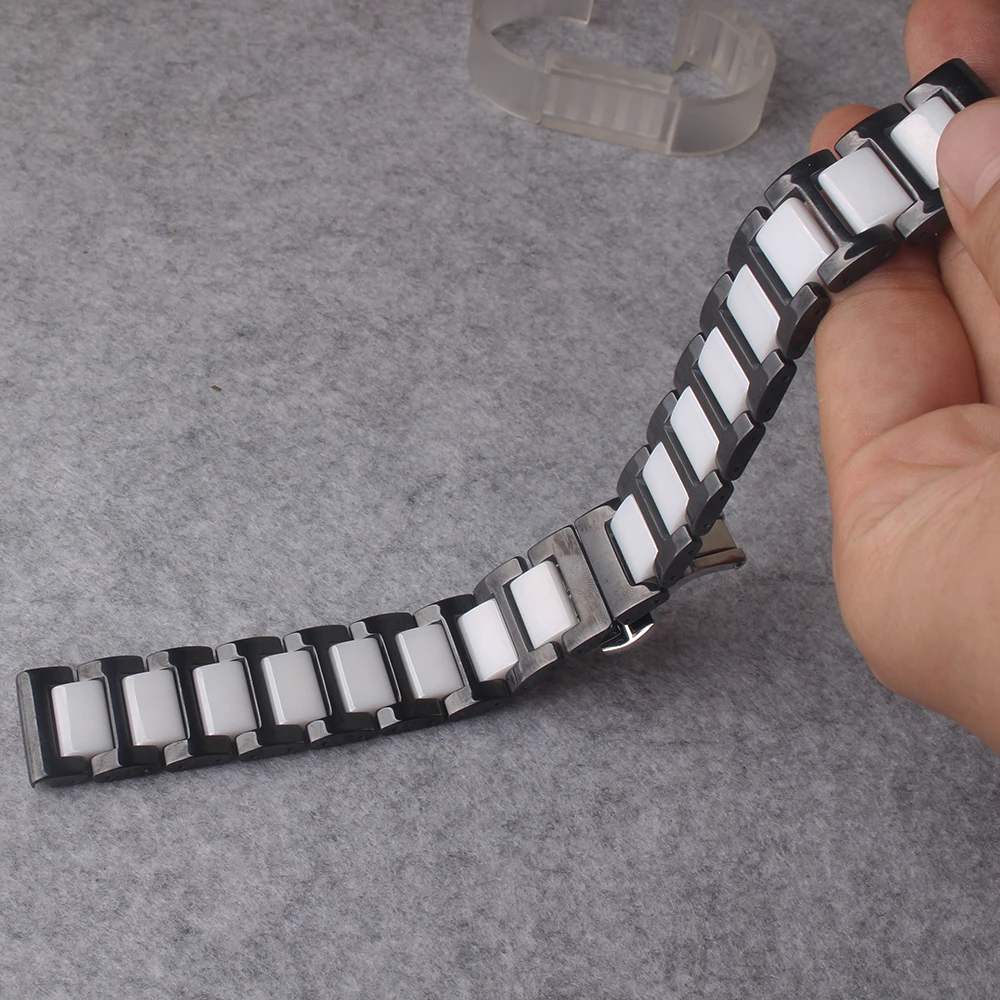 

Ceramic Polished watchbands for smart watches wrist band Fit Gear S2 S3 S4 20mm 22mm fashion promotion watch straps black white