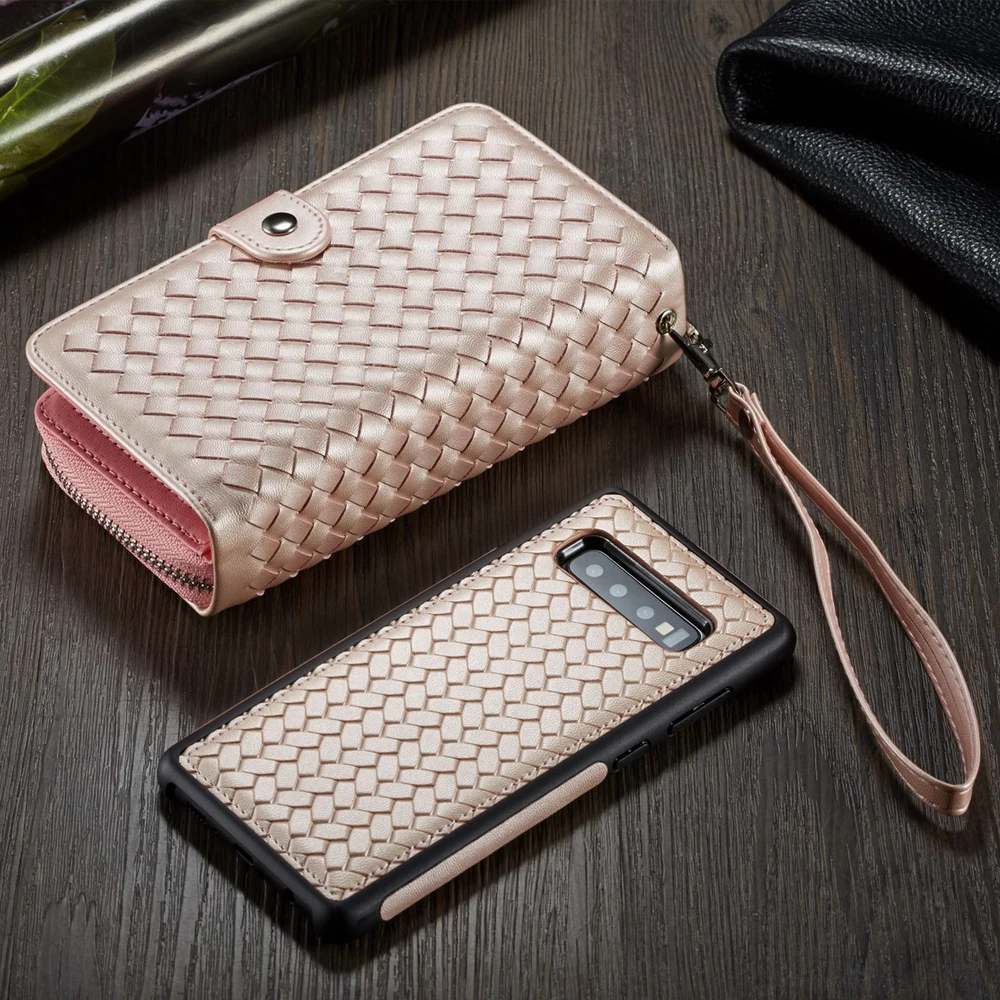 

Wallet Case For Samsung Galaxy S10 Plus S10e S9 Plus Note 9 Magnetic Detachable Flip PU Leather Protective Cover Zipper Purse