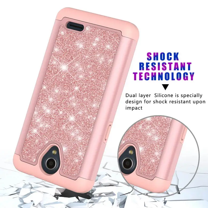 Case for ZTE N9139 Bling Glitter PU Leather Silicon PC Back Cover for ZTE Maven 3 Overture 3 Prestige 2 Prelude Plus Phone 3