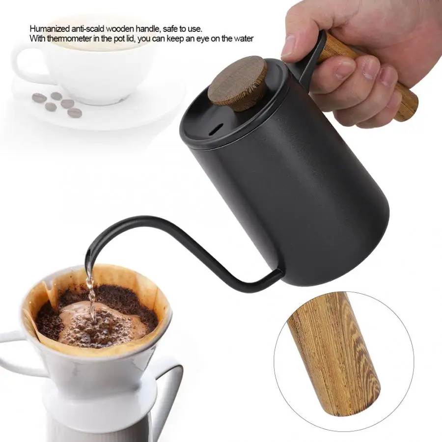 Cafetera 600 мл модный капельная Кофеварка из нержавеющей стали "гусиная шея" чайник с носиком молочный кувшин для кофе