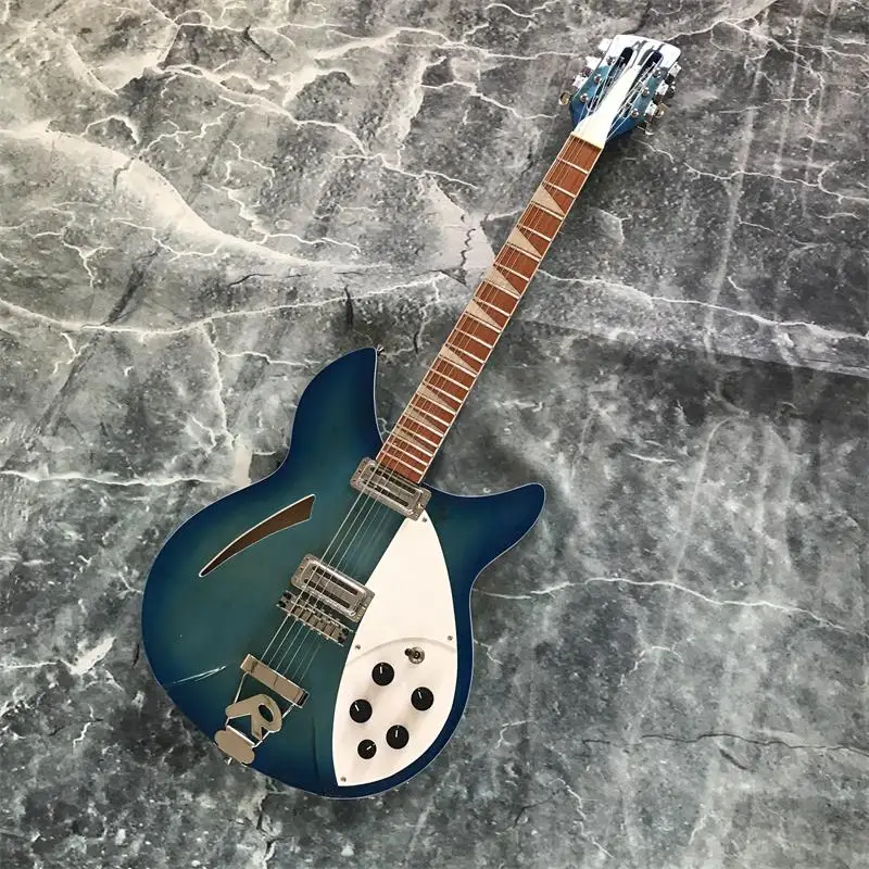 

39-inch blue 12-string guitar, Rickenbeck 360 electric guitar, painted on mahogany fingerboard, customizable