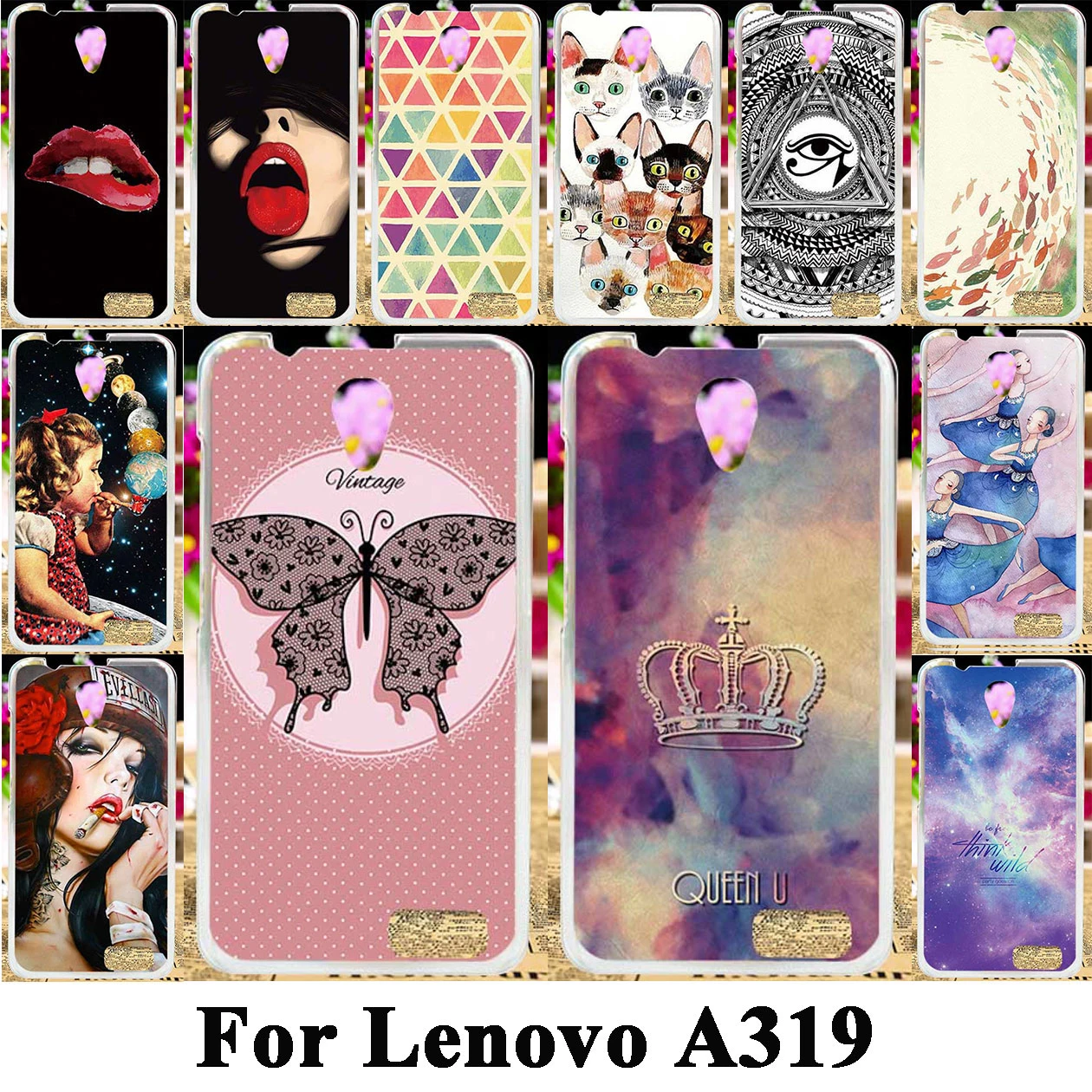 

3D DIY Silicone Plastic Phone Cases For Lenovo A319 A 319 4.5 inch Bag Case Cover For Lenovo A319 Shell Protective Covers