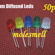 50 шт в наборе, 5 значение 10 мм рассеянный красный, желтый, синий, зеленый, белый, белый красные/зеленые/голубые/желтые/белые Светоотражающие лампы и y-образными лямками, светодиодный смешанные цвета светодиодный 10 шт. каждого цвета