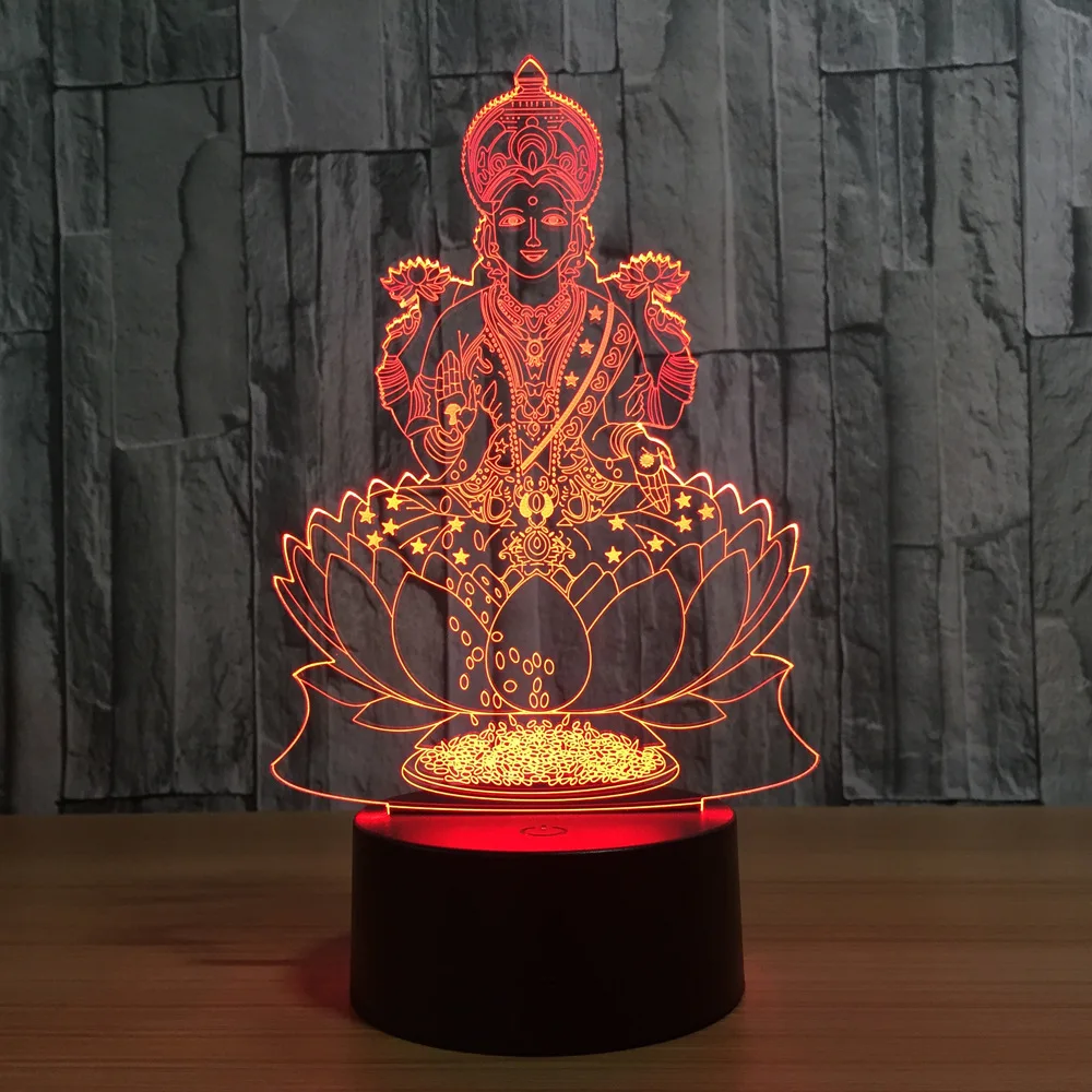 Lotus Guanyin Bodhisat 3D оригинальная Ночная подсветка Lampara прикроватный ночник 7 цветов Bulbing лампа домашняя ночнушка декоративная