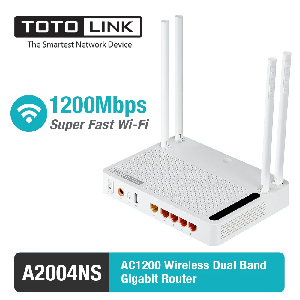 TOTOLINK A2004NS AC1200 Gigabit WiFi Router with Wireless repeater, AP in One, in English and Russia Language TOTOLINK A2004NS AC1200 Gigabit WiFi Router with Wireless repeater, AP in One, in English and Russia Language