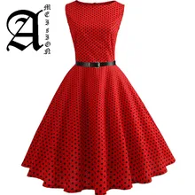 Red Polka Dot Summer Dress Women Vintage Elegant Floral Dress Evening Party Dresses Sundress Belt Vestidos Plus Size jurken Red Polka Dot Summer Dress Women Vintage Elegant Floral Dress Evening Party Dresses Sundress Belt Vestidos Plus Size jurken