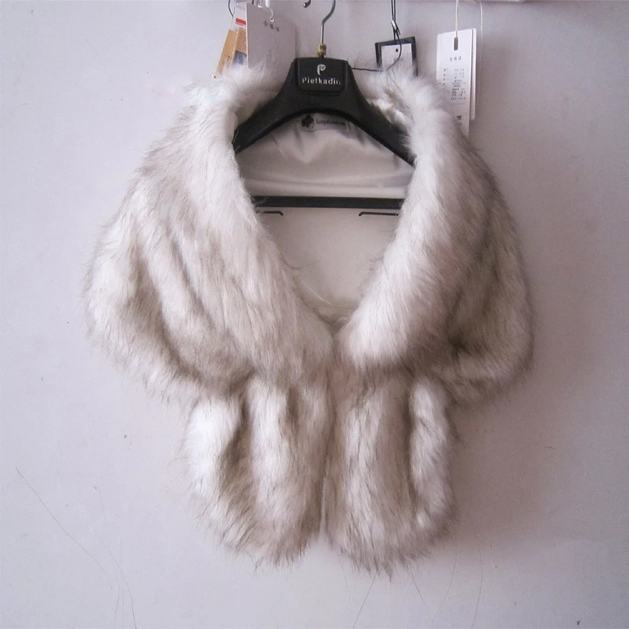 57'' Women Plus Size Faux Rabbit Fox Fur Cape Fake Full Pelt Shawl Sleeveless Gilet Poncho Bride V Neck Wide Warm Wrap Vest Coat