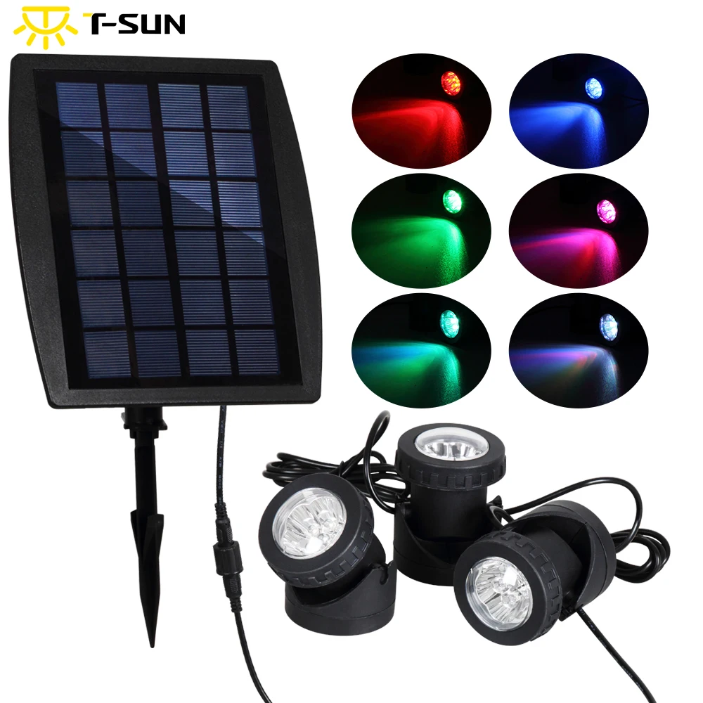 T SUNRISE Solar Powered Spotlight Outdoor Lighting Solar Light RGB