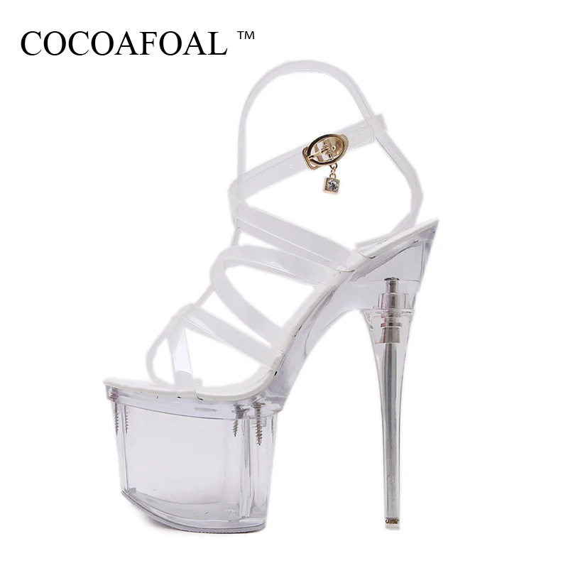 COCOAFOAL Women Transparent Heels Shoes Sexy White Pole Dance Gladiator Sandals Summer Peep Toe Extreme High Heels Shoes 2018 COCOAFOAL Women Transparent Heels Shoes Sexy White Pole Dance Gladiator Sandals Summer Peep Toe Extreme High Heels Shoes 2018
