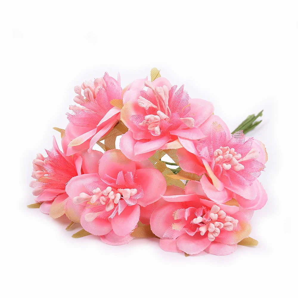 6 шт./лот шелк градиент Cherry искусственные цветы для свадьбы украшения дома DIY ручной работы подарок венок записки поддельные цветок