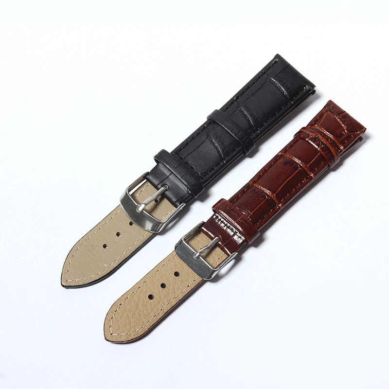 2019 clock high quality leather watch band 12/14/16/18/20 mm buckle