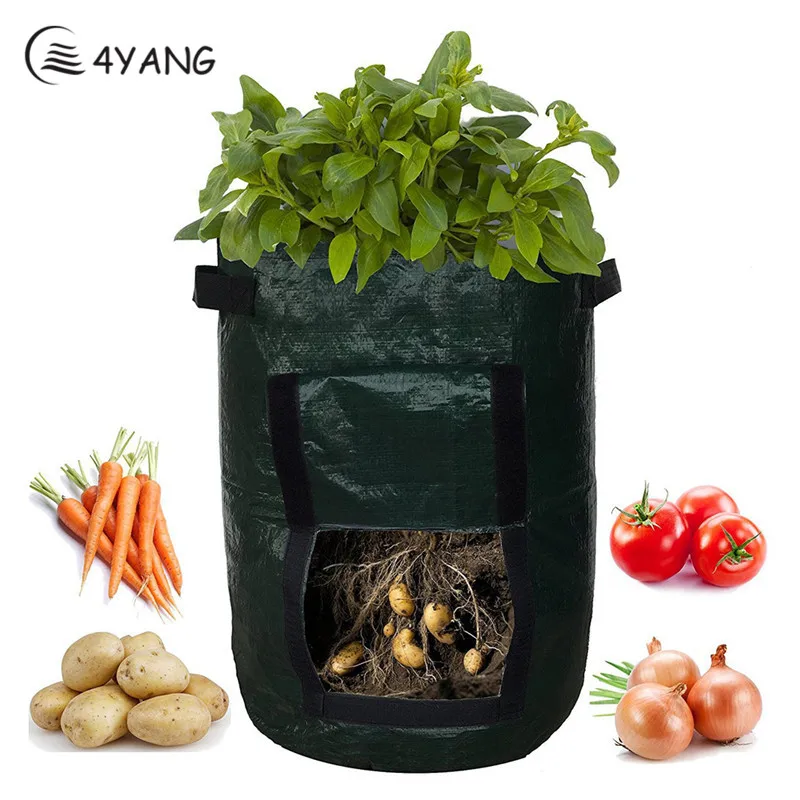 4YANG DIY Potato Grow Planter PE Cloth Planting Container Bag Vegetable gardening Thicken Garden Pot Planting Grow Bag 4YANG DIY Potato Grow Planter PE Cloth Planting Container Bag Vegetable gardening Thicken Garden Pot Planting Grow Bag