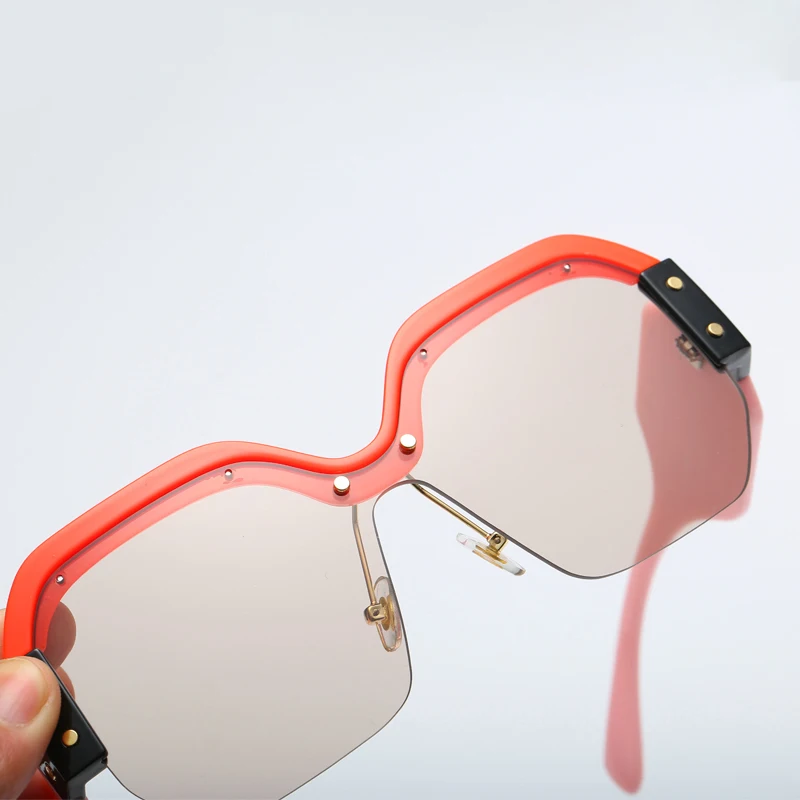 Мужские Роскошные полуоправы Солнцезащитные очки женские брендовые дизайнерские квадратная большая рама солнцезащитные очки ретро классические розовые оттенки женские гафы de Sol