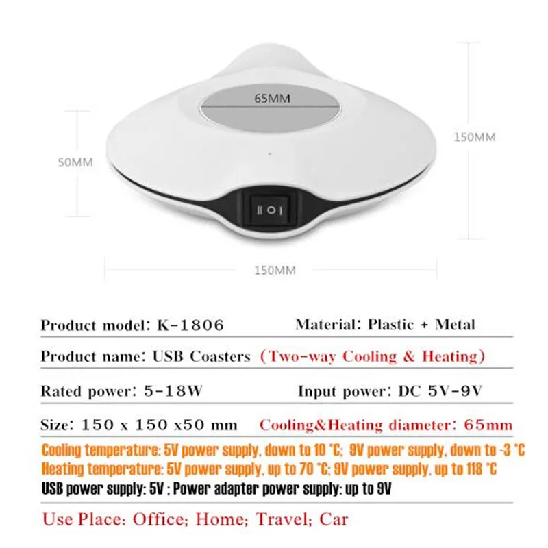 UFO USB Coasters Two-Way Cooling & Heating USB Warmer & Cooler for Milk Tea Coffee Mug Hot Drinks Beverage Cup Mat Tools Heater