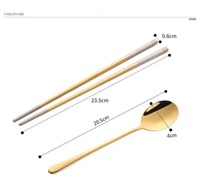 1 комплект золотые корейские пищевой палочки для еды хэши набор ложек с длинной ручкой Нескользящие палочки для еды десертные ложки, столовая посуда набор