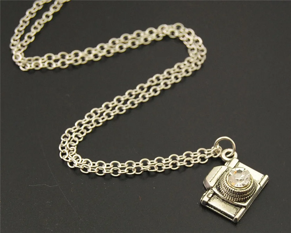 

1pc Silver Camera with Crystal Necklace DIY Handmade Travel Jewelry Photographer Gift E731