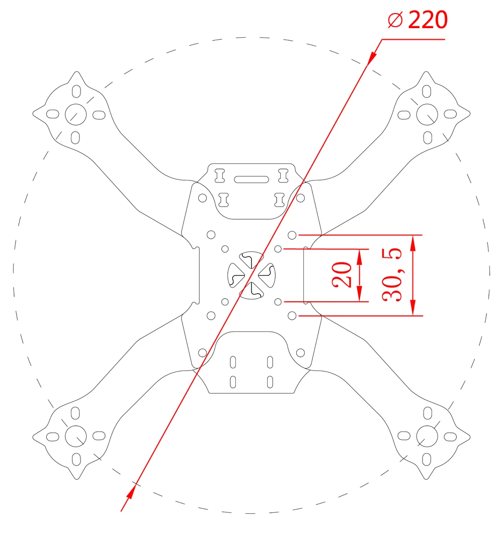 PHISITAL Beetle PX5 220mm Drone Quadcopter Carbon Fiber FPV Frame for FPV RC Racing/4mm arm plate/5 inch propeller