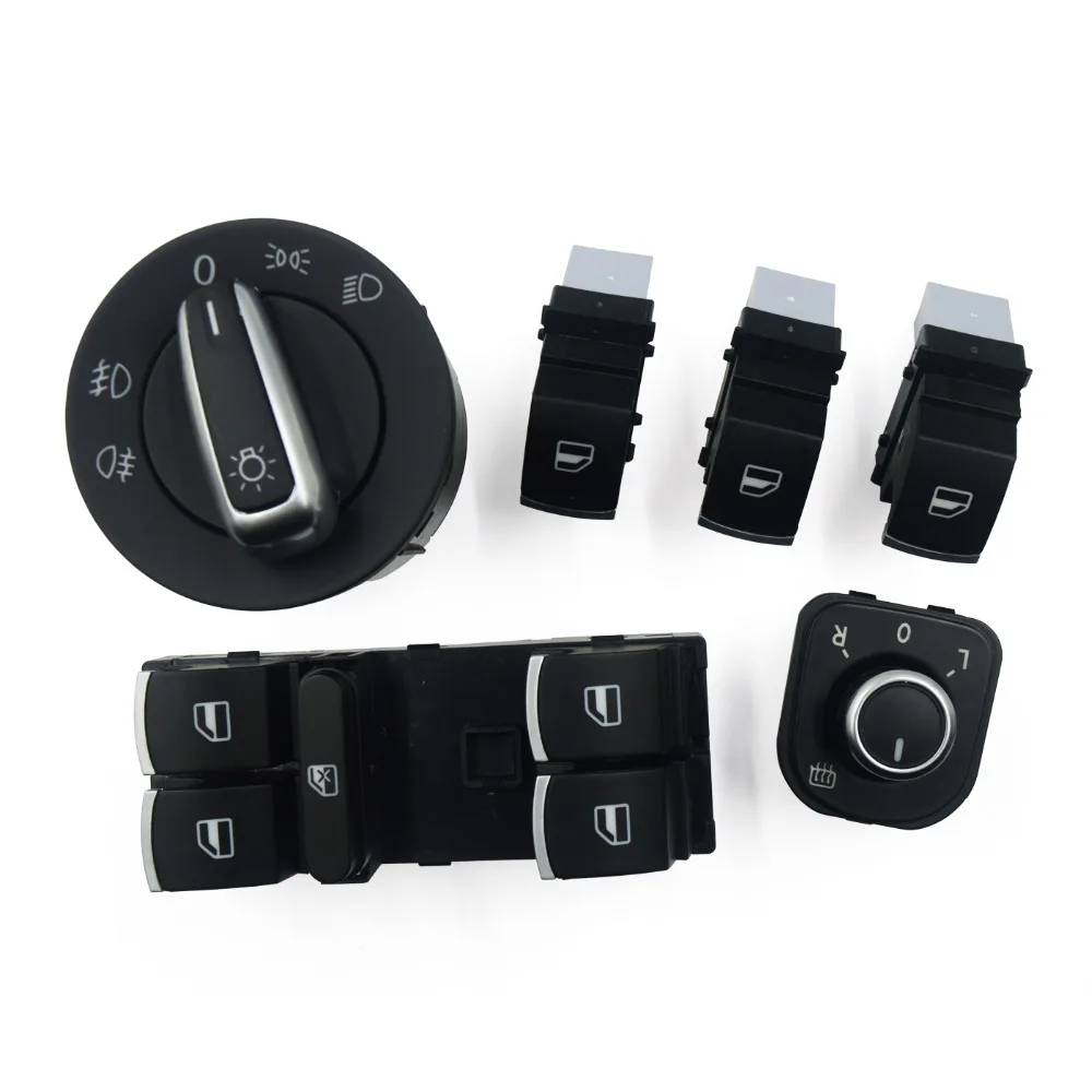 

Chrome Headlight Switch+3pcs Passenger Side Window Switch For VW Golf 5 6 Mk5 6 Jetta 5 6 Passat B6 Touran 5ND941431A 5ND959855