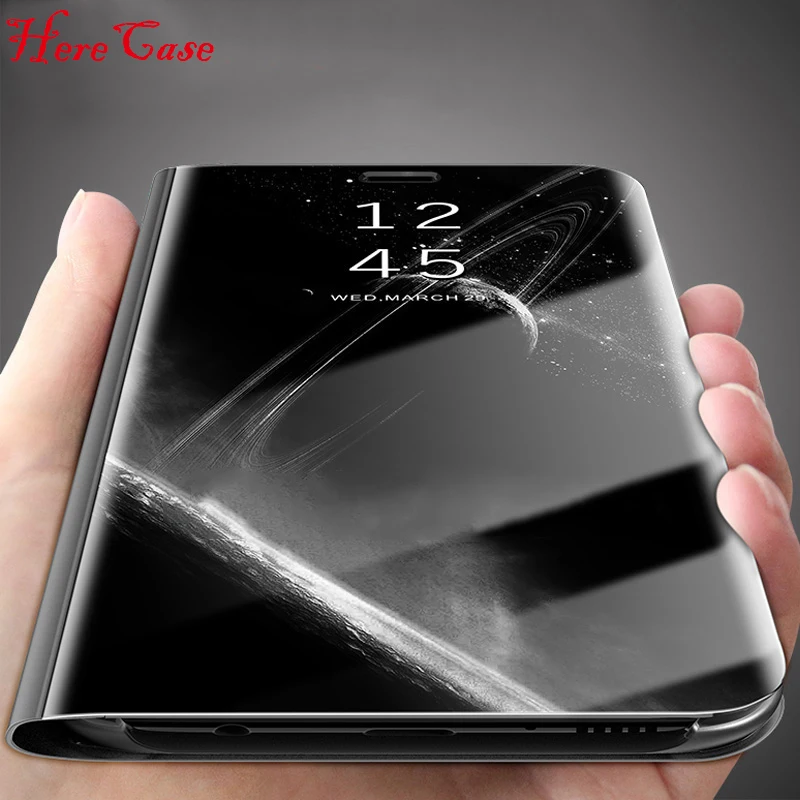 

Luxury Plating Mirror Case For Samsung Galaxy Note 9 S8 Plus S7 S6 Edge Leather Phone Cases Smart Clear View Flip Stand S9 Cover