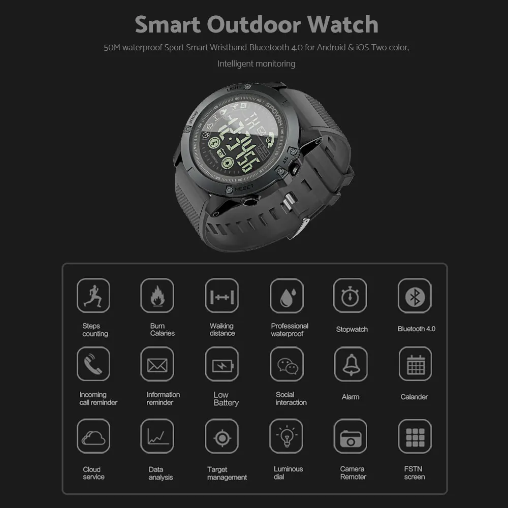  Sport Smart Watch Men Professional 5ATM Waterproof Bluetooth Call Reminder Digital Alarm Clock For  - 32999177637