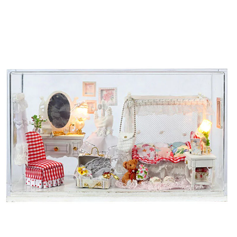 

Assembling Diy Doll House Wooden Doll Houses Miniature Handmade Dollhouse Furniture Kit Room Led Lights Kids Birthday Gifts G004
