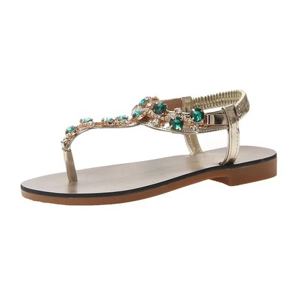 

neujge casual flat bottom Roman sandals female fairy wind 2019 summer new Rhinestone wild soft evening shoes 196402