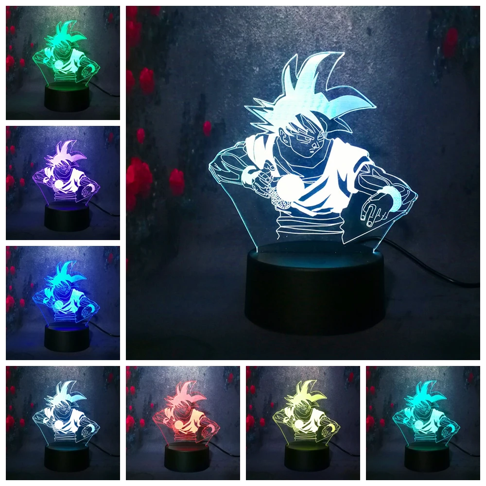 Прохладный 3D Dragon Ball Супер Saiyan Бог сын ночник 7 цветов светодио дный LED дети USB