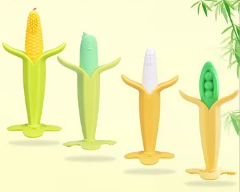 

DHL 100pcs Infant Baby Teether Toy Silicone Banana Corn Baby Teethers Toy SoothingTeething Pacifier Chew Infant Oral Tooth Brush