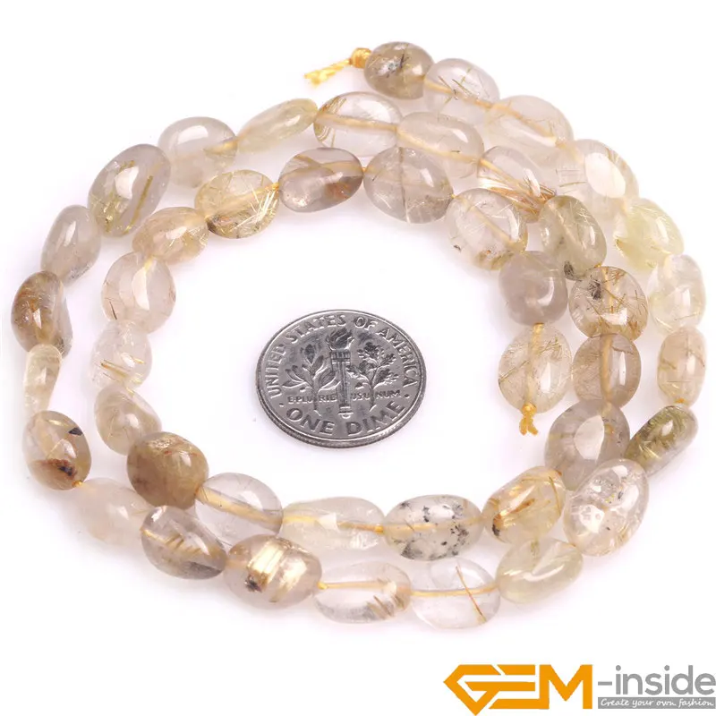 

gold rutilated Quartzs beads: 6x8mm freeform potato shape beads natural stone beads for bracelet making strand 15" wholesale !