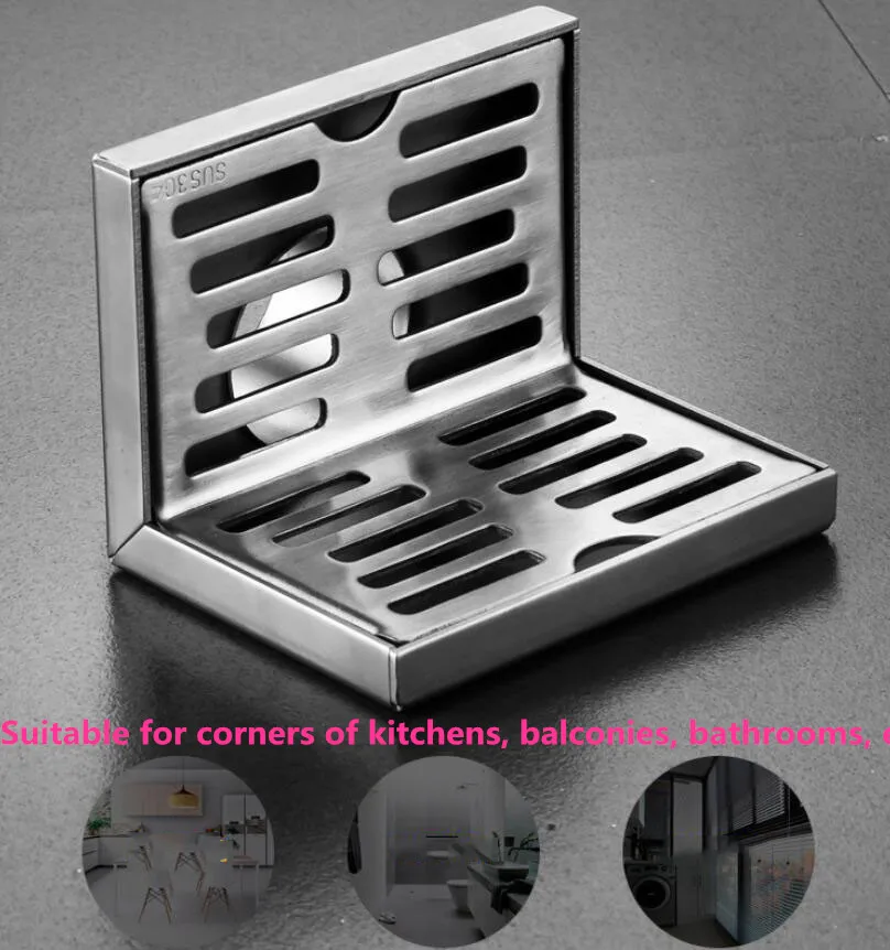 304 Stainless Steel Anti-backwater Wall Drainage Floor Drain Kitchen Shower Room Bathroom Side Drainage Floor Drain